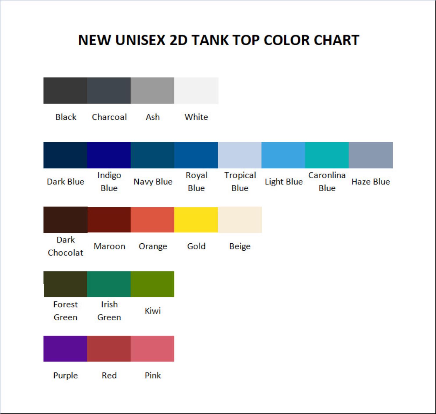 tank top color chart - Mortal Kombat Merch